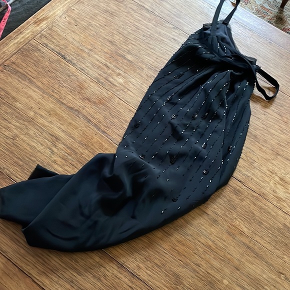 Eileen Fisher 100% Silk Dress Black with sequins spaghetti straps. Size 16 - Picture 13 of 14